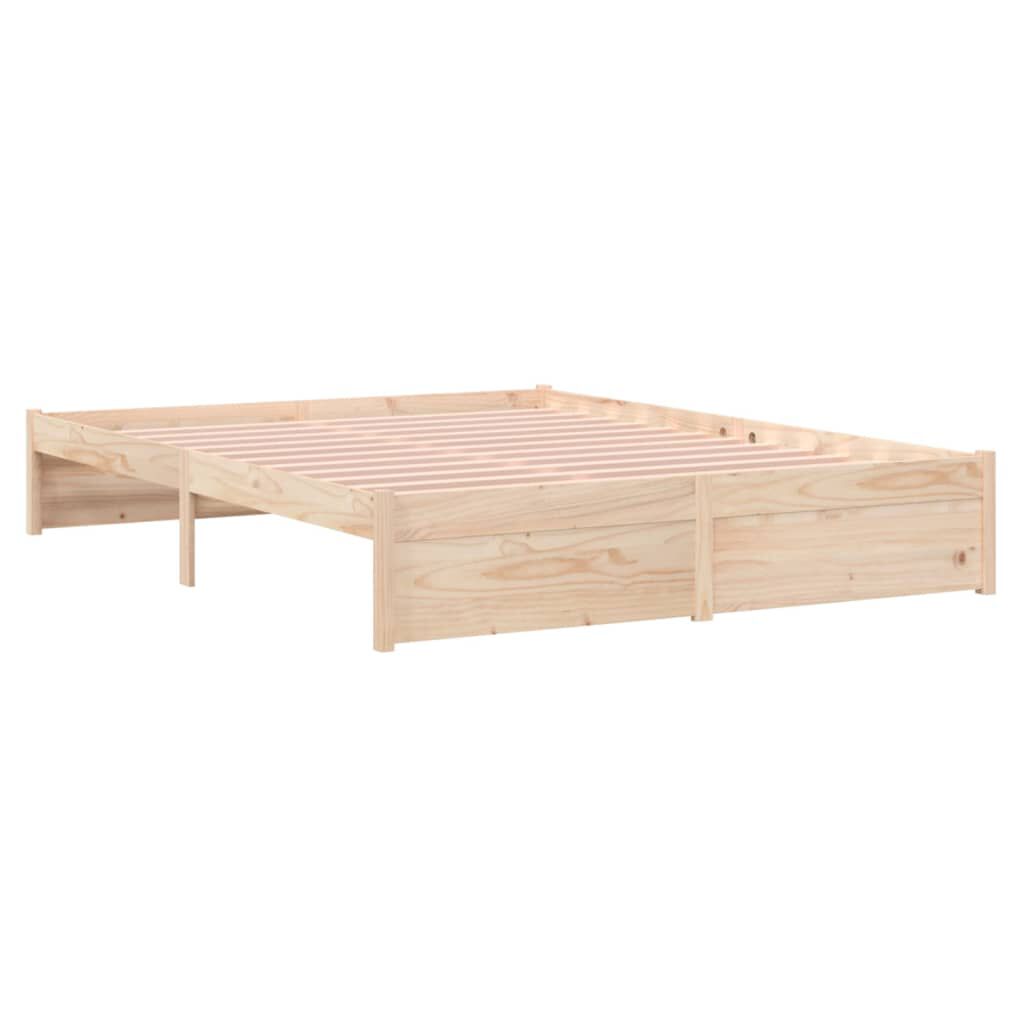 vidaXL Πλαίσιο Κρεβατιού 135 x 190 εκ. από Μασίφ Ξύλο Double