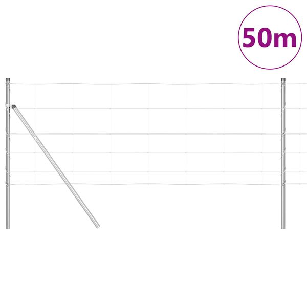 vidaXL Περίφραξη αγρού Ασημί 50 x 0.8 m Γαλβανισμένος χάλυβας