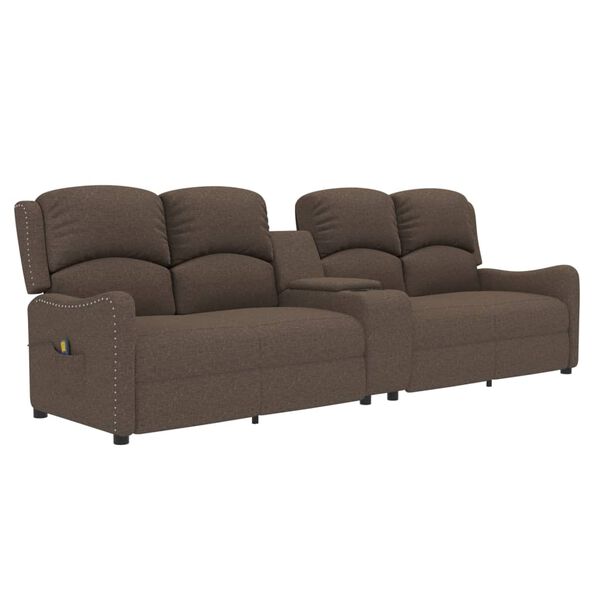 vidaXL Πολυθρόνα Μασάζ Τετραθέσια με Ποτηροθήκη Ανακλ. Taupe Ύφασμα.