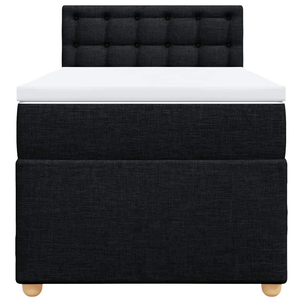 vidaXL Κρεβάτι Boxspring με Στρώμα Μαύρο 90x190 εκ.Υφασμάτινο
