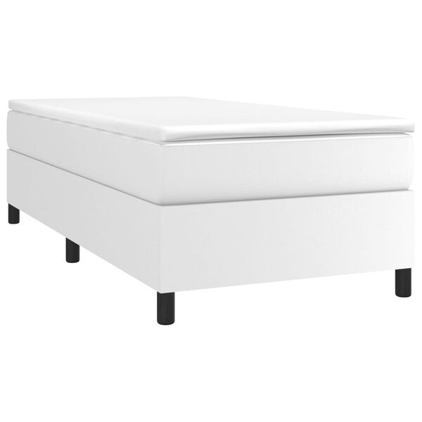 vidaXL Κρεβάτι Boxspring με Στρώμα Λευκό 100x200εκ.από Συνθετικό Δέρμα
