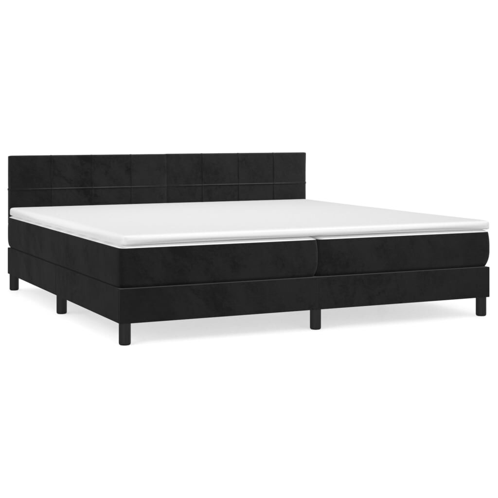 vidaXL Κρεβάτι Boxspring με Στρώμα Μαύρο 200x200 εκ. Βελούδινο