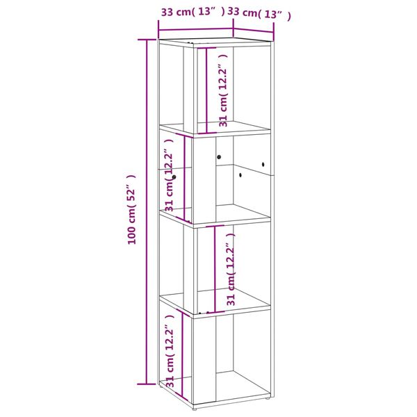 vidaXL Γωνιακό Έπιπλο Γκρι Sonoma 33x33x132 εκ. από Επεξεργ. Ξύλο