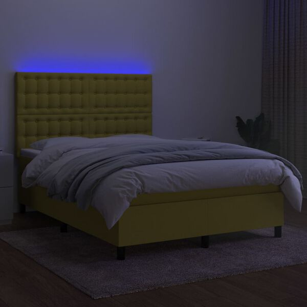 vidaXL &Kappa;&rho;&epsilon;&beta;ά&tau;&iota; Boxspring &mu;&epsilon; &Sigma;&tau;&rho;ώ&mu;&alpha; & LED &Pi;&rho;ά&sigma;&iota;&nu;&omicron; 140x190 &epsilon;&kappa; &Upsilon;&phi;&alpha;&sigma;&mu;ά&tau;&iota;&nu;&omicron;