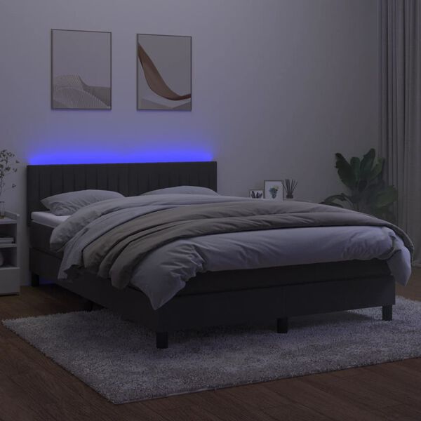 vidaXL &Kappa;&rho;&epsilon;&beta;ά&tau;&iota; Boxspring &mu;&epsilon; &Sigma;&tau;&rho;ώ&mu;&alpha; & LED &Sigma;&kappa;. &Gamma;&kappa;&rho;&iota; 140x200&epsilon;&kappa;. &Beta;&epsilon;&lambda;&omicron;ύ&delta;&iota;&nu;&omicron;
