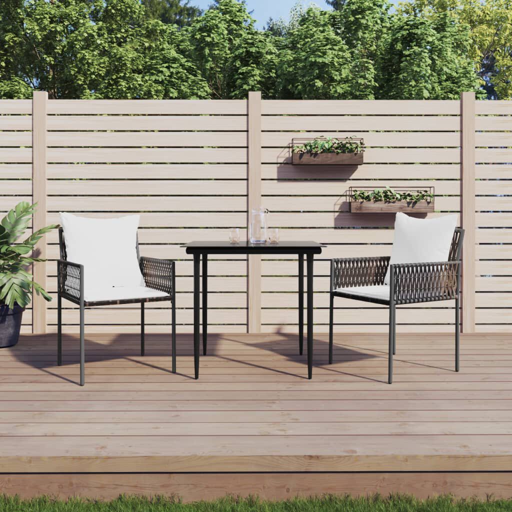 vidaXL Καρέκλες Κήπου 2 τεμ. Καφέ 54x61x83 εκ. Συνθ. Ρατάν & Μαξιλάρια