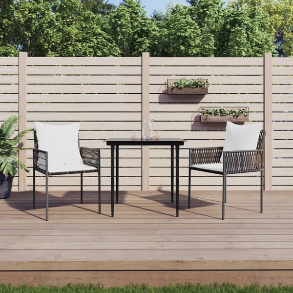 vidaXL Καρέκλες Κήπου 2 τεμ. Καφέ 54x61x83 εκ. Συνθ. Ρατάν & Μαξιλάρια