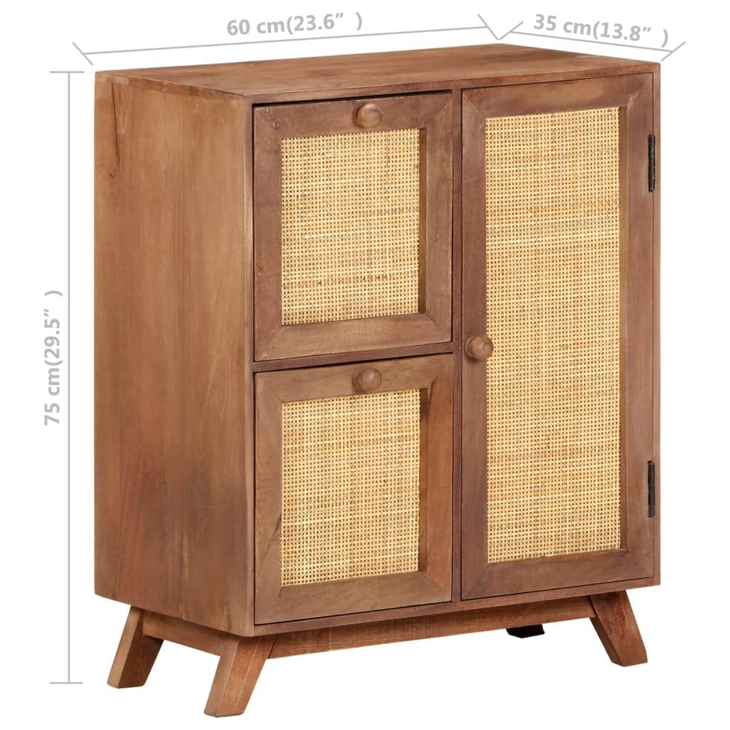 vidaXL Ντουλάπι 60 x 35 x 75 εκ. από Μασίφ Ξύλο Μάνγκο