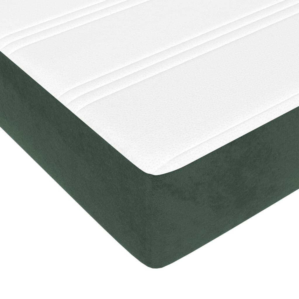 vidaXL Κρεβάτι Boxspring με Στρώμα Σκούρο Πράσινο 160x200εκ. Βελούδινο