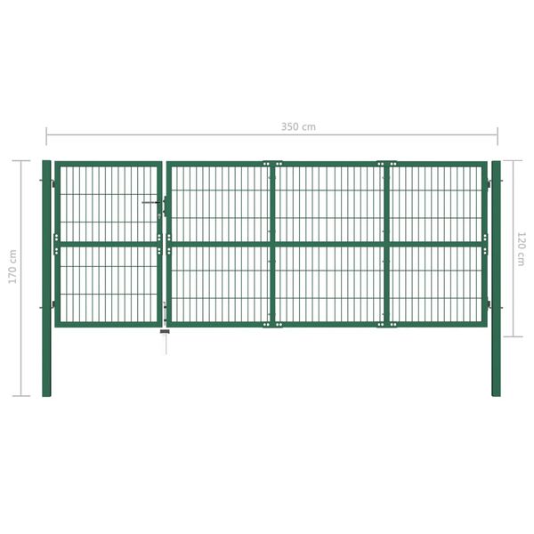 vidaXL Πόρτα Περίφραξης Κήπου Πράσινη 350x120 εκ. Ατσάλινη με Στύλους