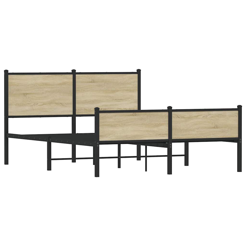 vidaXL Σκελετός Κρεβ. Χωρίς Στρώμα Sonoma Δρυς 140x200 εκ. Μεταλλικό