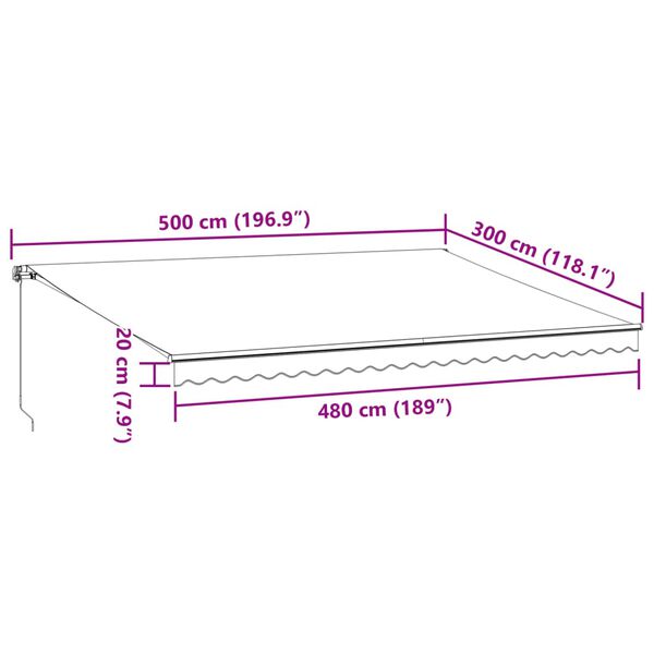 vidaXL Τέντα Πτυσσόμενη Χειροκίνητη με LED Καφέ 500x300 εκ.