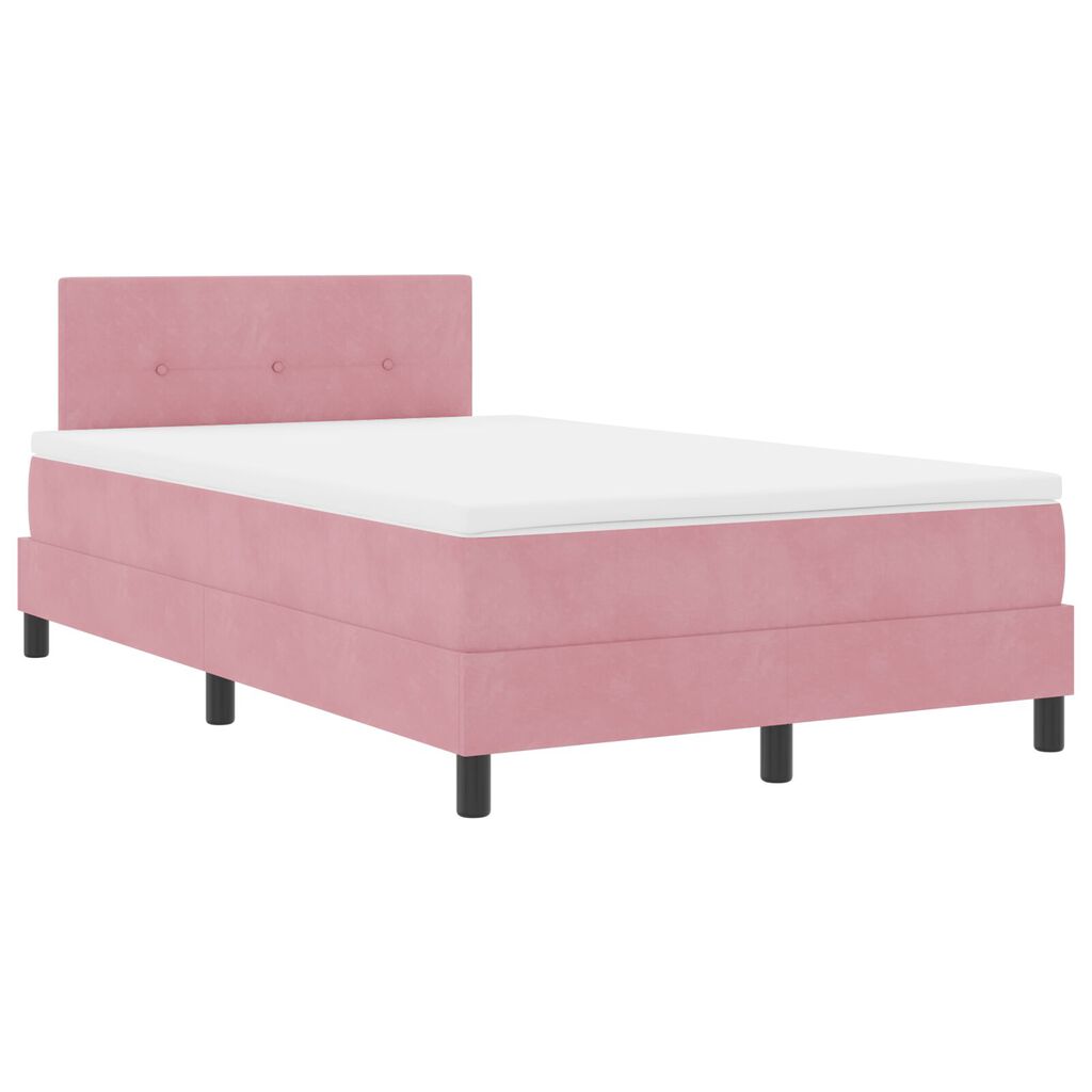 κρεβάτι box spring vidaXL με στρώμα ροζ 120x200 εκ. βελούδο
