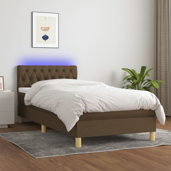 vidaXL &Kappa;&rho;&epsilon;&beta;ά&tau;&iota; Boxspring &mu;&epsilon; &Sigma;&tau;&rho;ώ&mu;&alpha; & LED &Sigma;&kappa;.&Kappa;&alpha;&phi;έ 90x190 &epsilon;&kappa;. &Upsilon;&phi;&alpha;&sigma;&mu;ά&tau;&iota;&nu;&omicron;