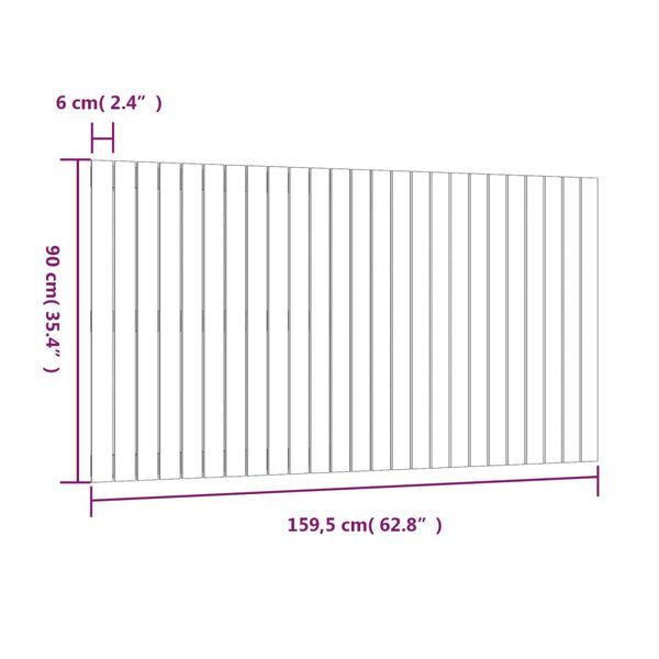vidaXL Κεφαλάρι Τοίχου Μαύρο 159,5x3x90 εκ. από Μασίφ Ξύλο Πεύκου