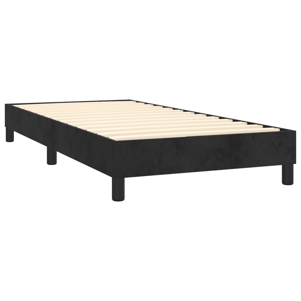 vidaXL Κρεβάτι Boxspring με Στρώμα & LED Μαύρο 80x200 εκ. Βελούδινο