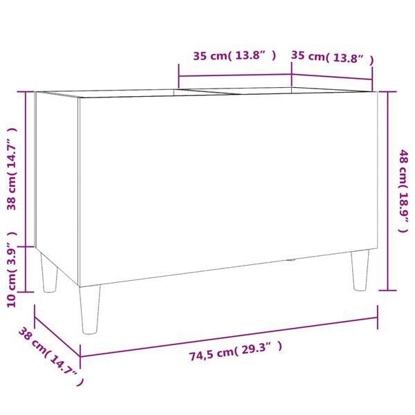 vidaXL Δισκοθήκη Γκρι Σκυροδέματος 74,5x38x48 εκ. Επεξεργασμένο Ξύλο