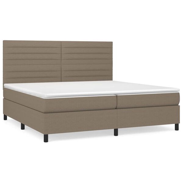 vidaXL &Kappa;&rho;&epsilon;&beta;ά&tau;&iota; Boxspring &mu;&epsilon; &Sigma;&tau;&rho;ώ&mu;&alpha; Taupe 200x200 &epsilon;&kappa;. &Upsilon;&phi;&alpha;&sigma;&mu;ά&tau;&iota;&nu;&omicron;