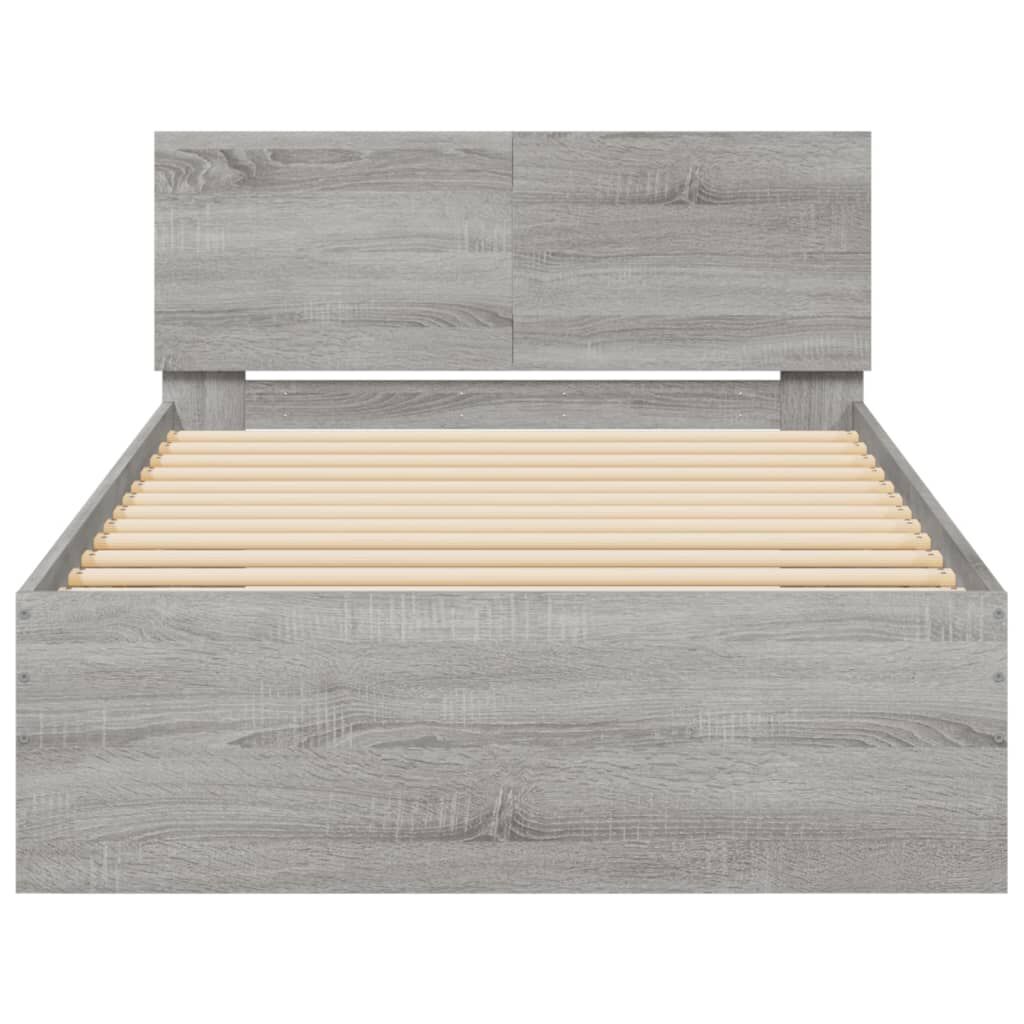 vidaXL Πλαίσιο Κρεβατιού με Κεφαλάρι Γκρι Sonoma 100x200εκ. Επεξ. Ξύλο