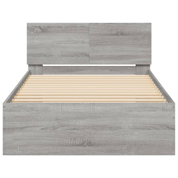 vidaXL Πλαίσιο Κρεβατιού με Κεφαλάρι Γκρι Sonoma 100x200εκ. Επεξ. Ξύλο