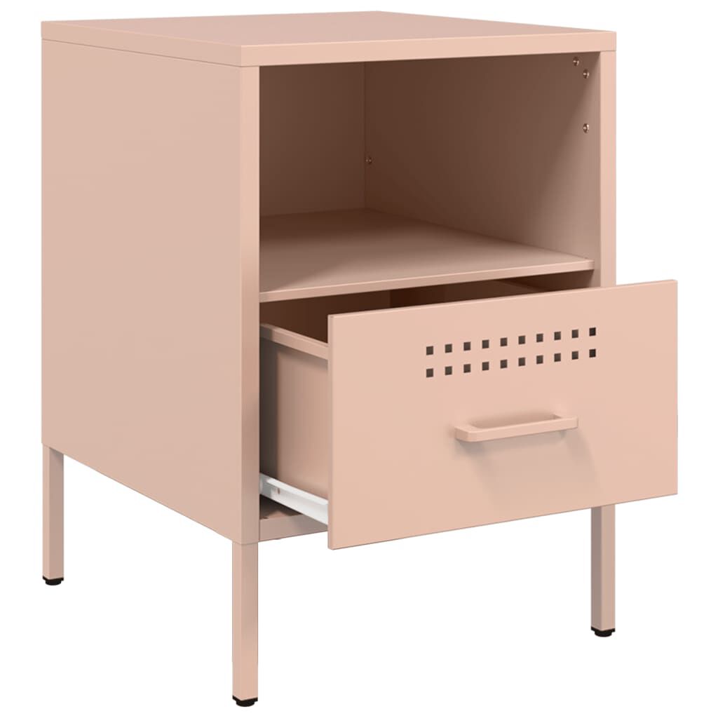 vidaXL Κομοδίνο Ροζ 36x39x50,5 εκ. από Χάλυβα