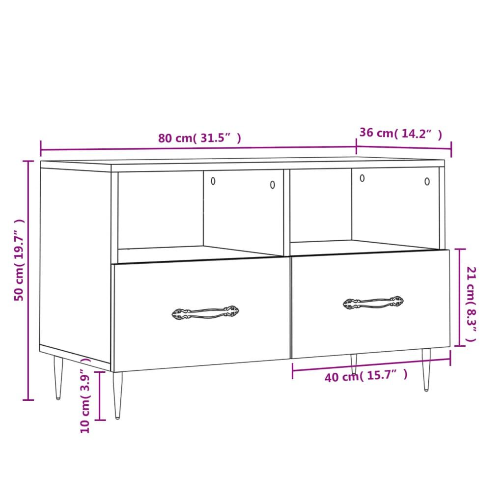 vidaXL Έπιπλο Τηλεόρασης Sonoma Δρυς 80x36x50 εκ. Επεξεργασμένο Ξύλο