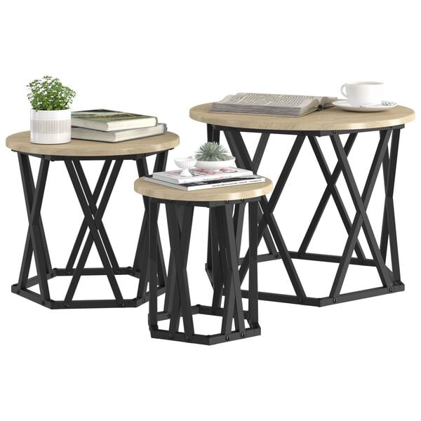 vidaXL Κομοδίνο Μονάδας 3 pcs Sonoma Δρυς 53 x 53 x 40 cm
