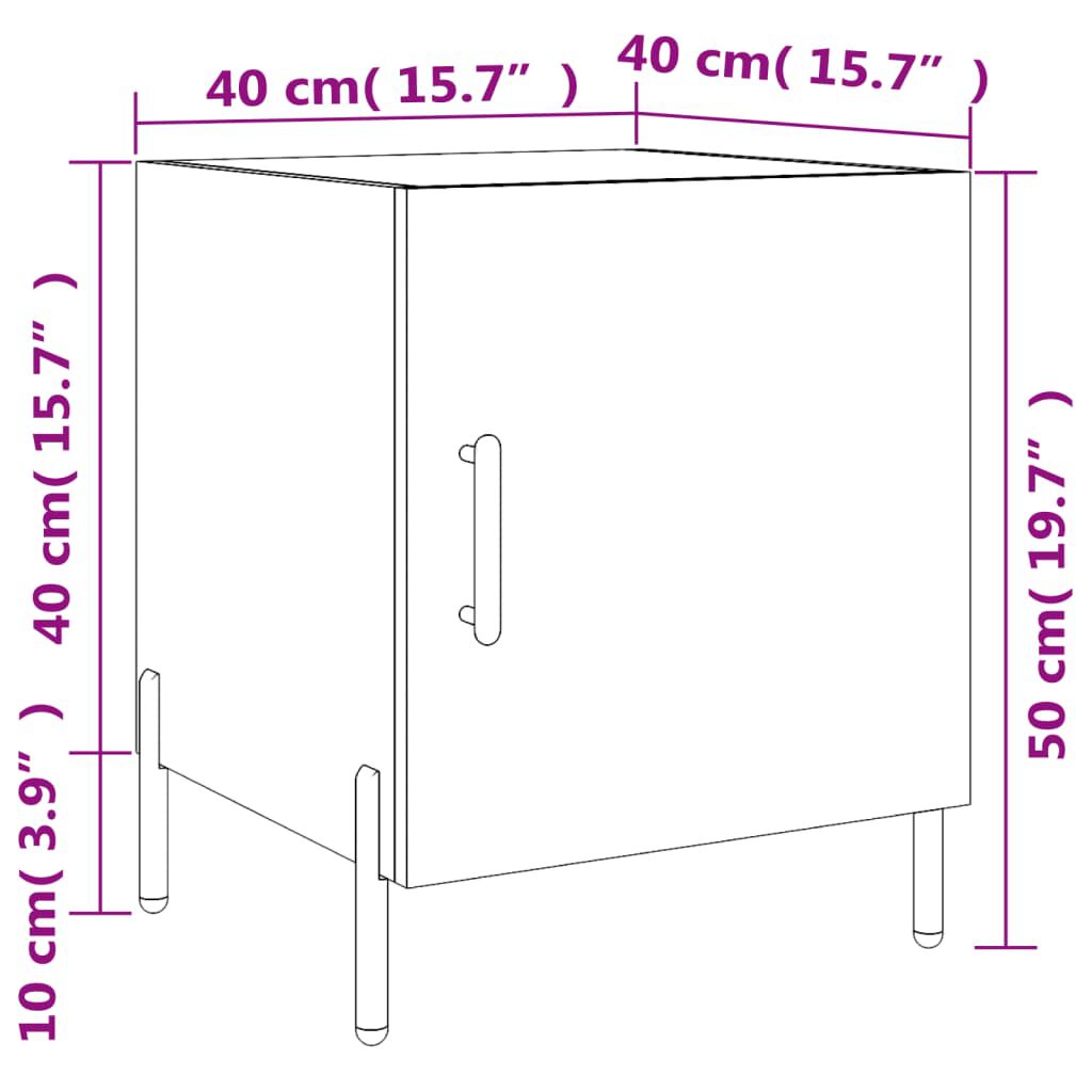 vidaXL Κομοδίνα 2 τεμ. Λευκά 40 x 40 x 50 εκ. από Επεξεργασμένο Ξύλο