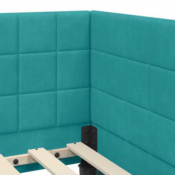 vidaXL Κρεβάτι Γωνίας με κεφαλάρι Τιρκουάζ 90 x 190 cm Βελούδο