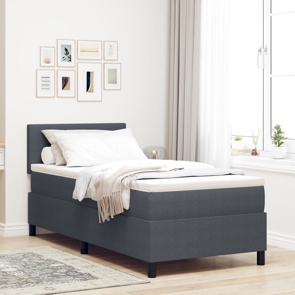vidaXL Κρεβάτι Box Spring με Στρώμα Σκούρο Γκρι 100x200 εκ. Βελούδο