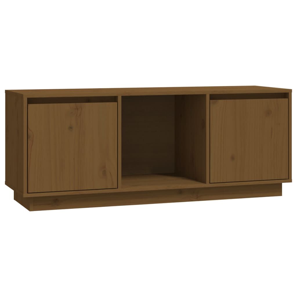 vidaXL Έπιπλο Τηλεόρασης Καφέ Μελί 110,5x35x44εκ από Μασίφ Ξύλο Πεύκου