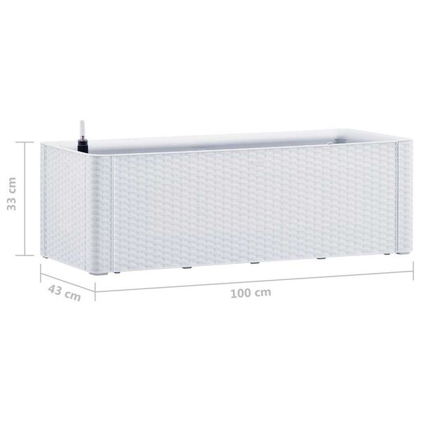 vidaXL Ζαρντινιέρα Κήπου Λευκή 100x43x33 εκ. με Αυτόματο Πότισμα