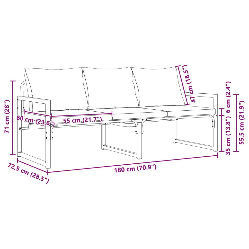 vidaXL Παγκάκι κήπου Μαύρο 61 x 72.5 x 71 εκ. Ατσάλι