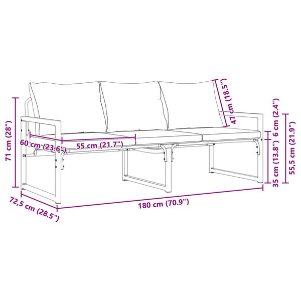 vidaXL Παγκάκι κήπου Μαύρο 61 x 72.5 x 71 εκ. Ατσάλι