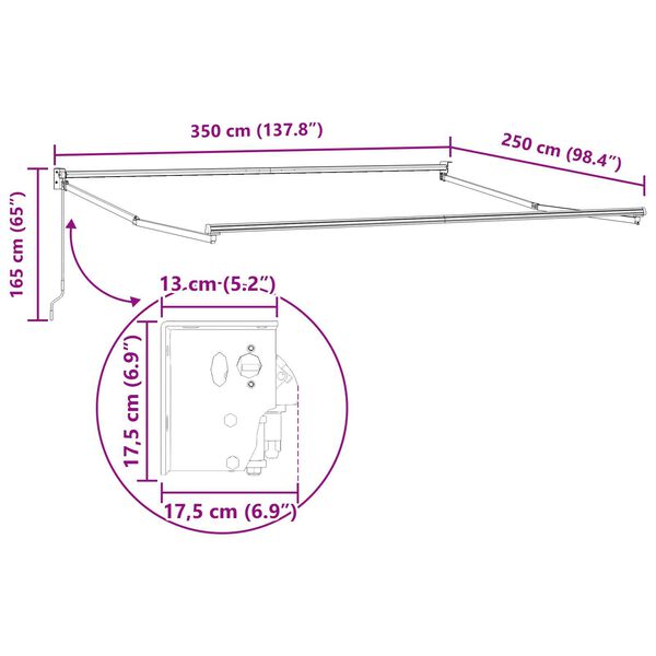 vidaXL Χειροκίνητη Αναδιπλούμενη Τέντα Λευκή 350x250 εκ.