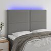 vidaXL Κεφαλάρι Κρεβατιού LED Σκούρο Γκρι 144x5x118/128εκ. Υφασμάτινο