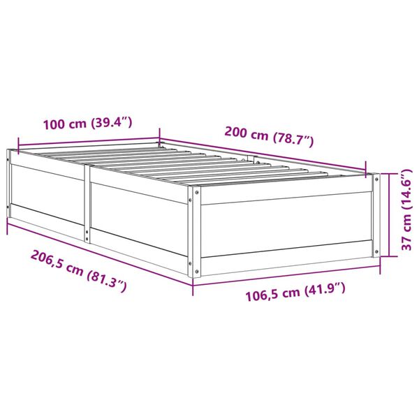 vidaXL Σκελετός Κρεβατιού Χωρίς Στρώμα Λευκό 100x200 εκ. Μασίφ Πεύκο
