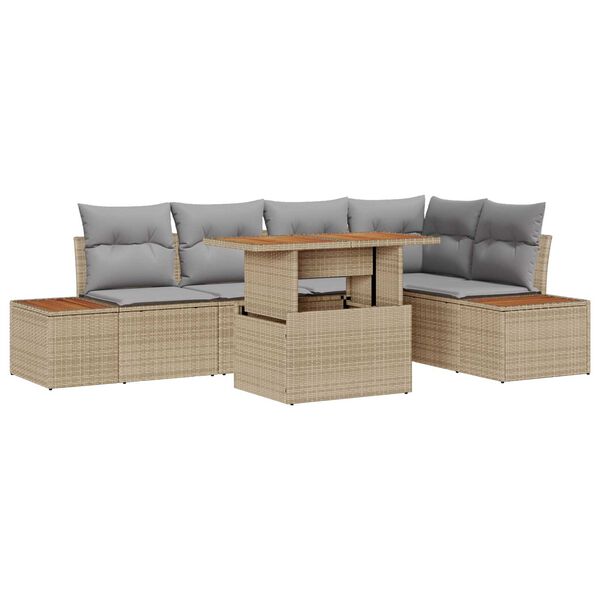 vidaXL Σέτ φαγητού για κήπο 6 pcs Μπεζ και Γκρι 100 x 55 x 73 εκ