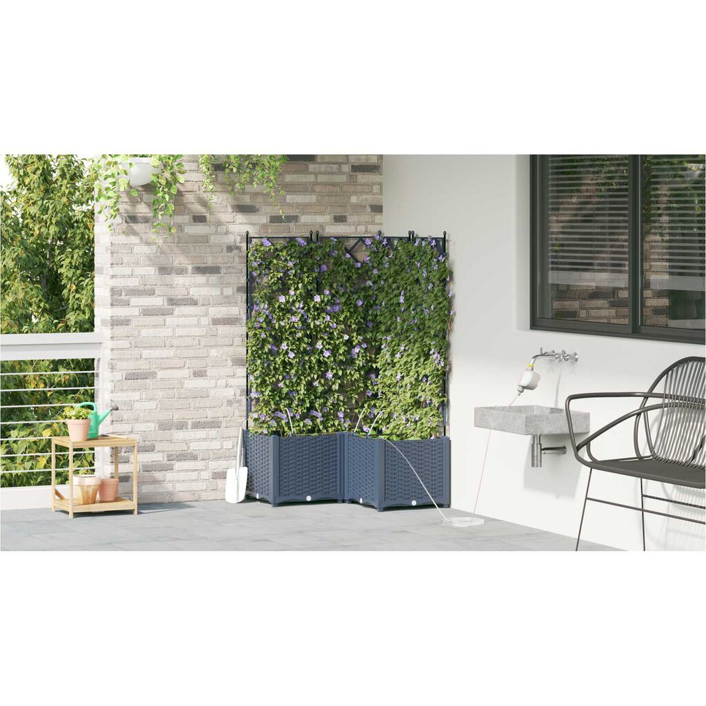 vidaXL Ζαρντινιέρες κήπου Γκρι 80 x 80 x 142 cm Ατσάλι