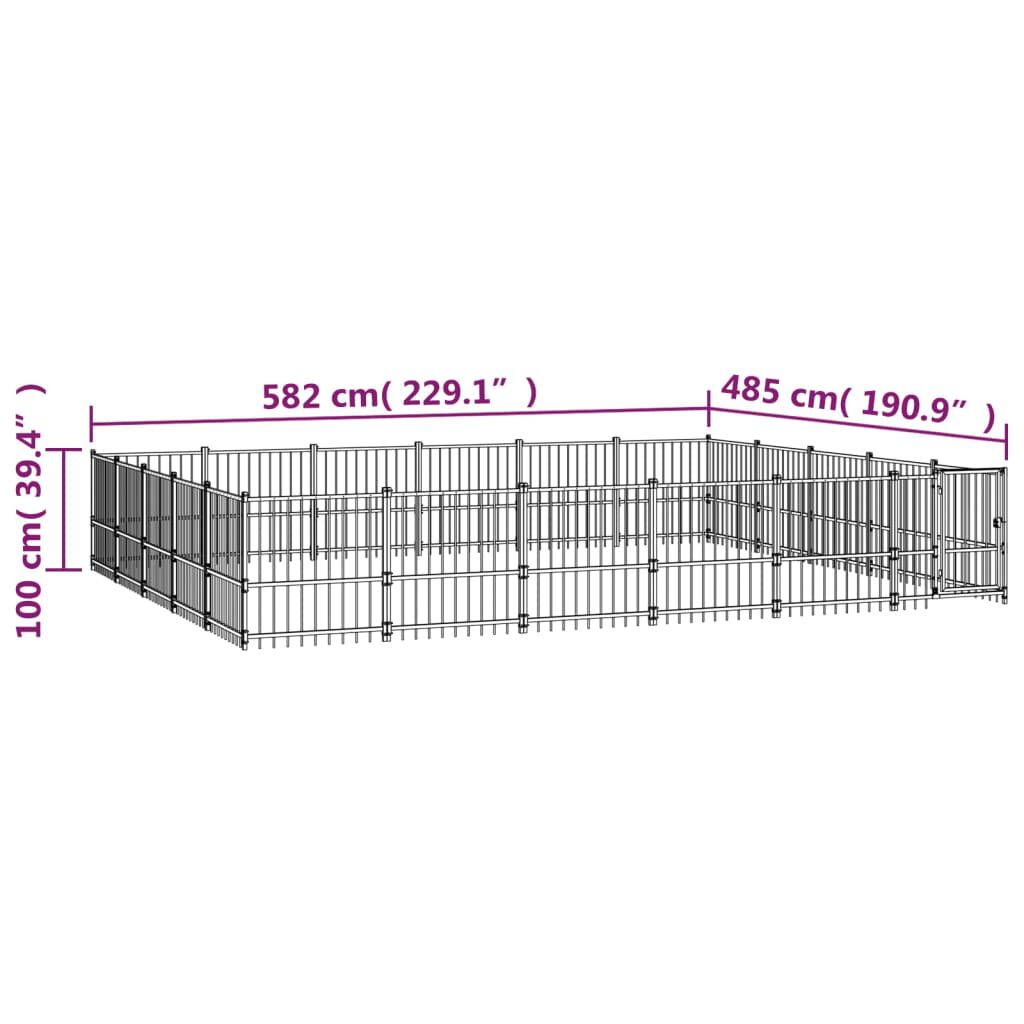 vidaXL Κλουβί Σκύλου Εξωτερικού Χώρου 28,23 μ² από Ατσάλι
