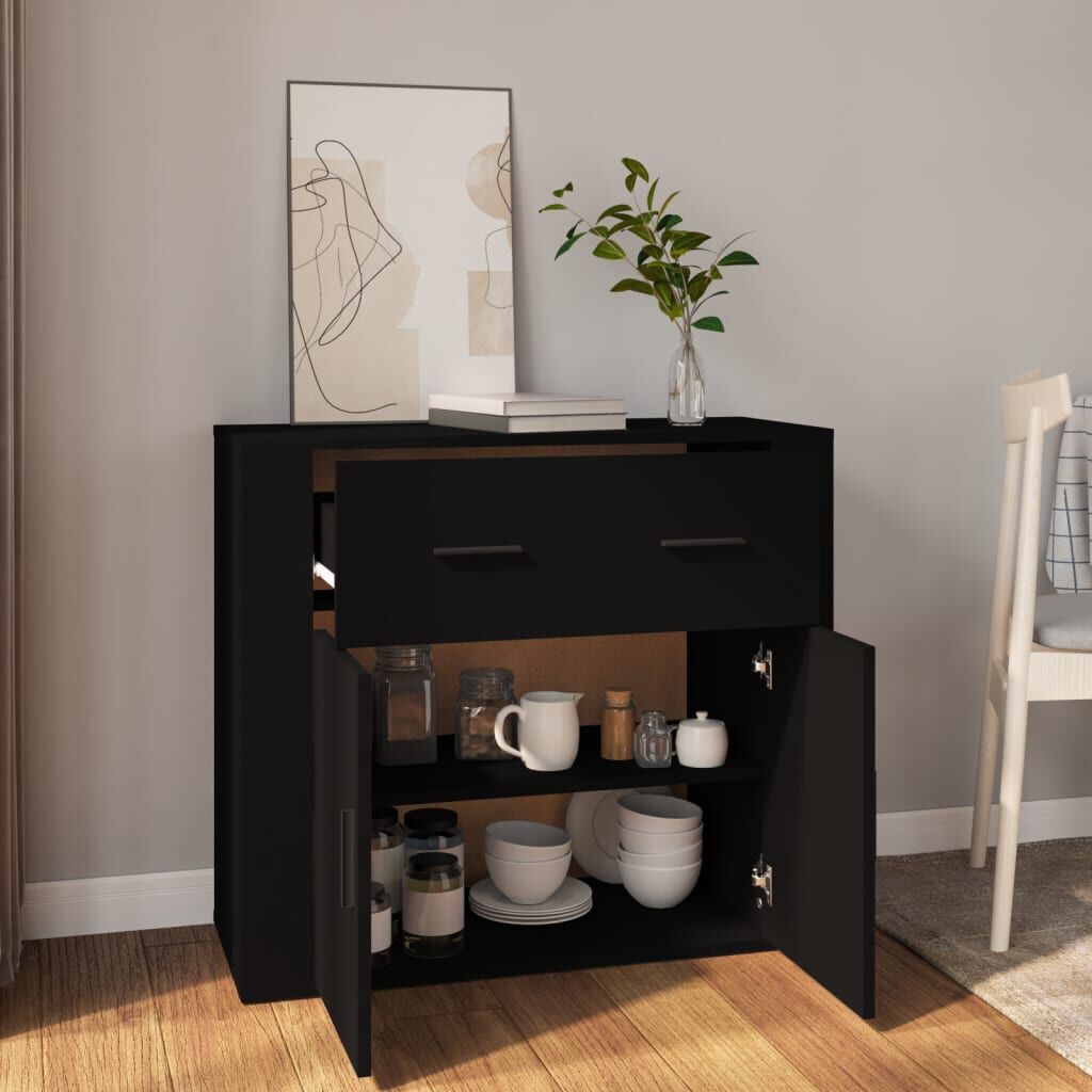 vidaXL Συρταριέρα Μαύρη 80 x 33 x 70 εκ. από Επεξεργασμένο Ξύλο
