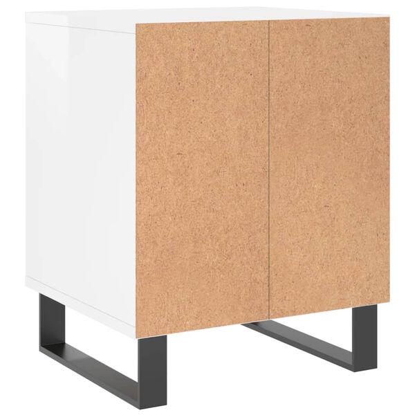 vidaXL Κομοδίνο Γυαλ. Λευκό 40 x 35 x 50 εκ. από Επεξεργασμένο Ξύλο