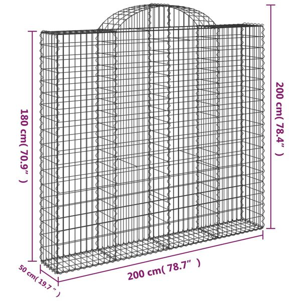 vidaXL Συρματοκιβώτιο Τοξωτό 200x50x180/200εκ. από Γαλβανισμένο Χάλυβα