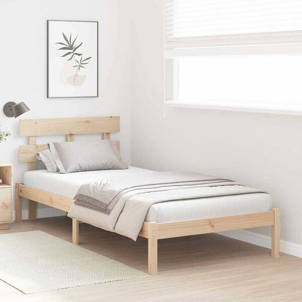 vidaXL Σκελετός Κρεβατιού Καφέ 90 x 190 cm Μασίφ ξύλο πεύκου