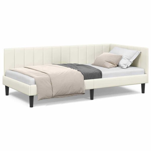 vidaXL Κρεβάτι Γωνίας με κεφαλάρι Κρεμ 90 x 200 cm Βελούδο