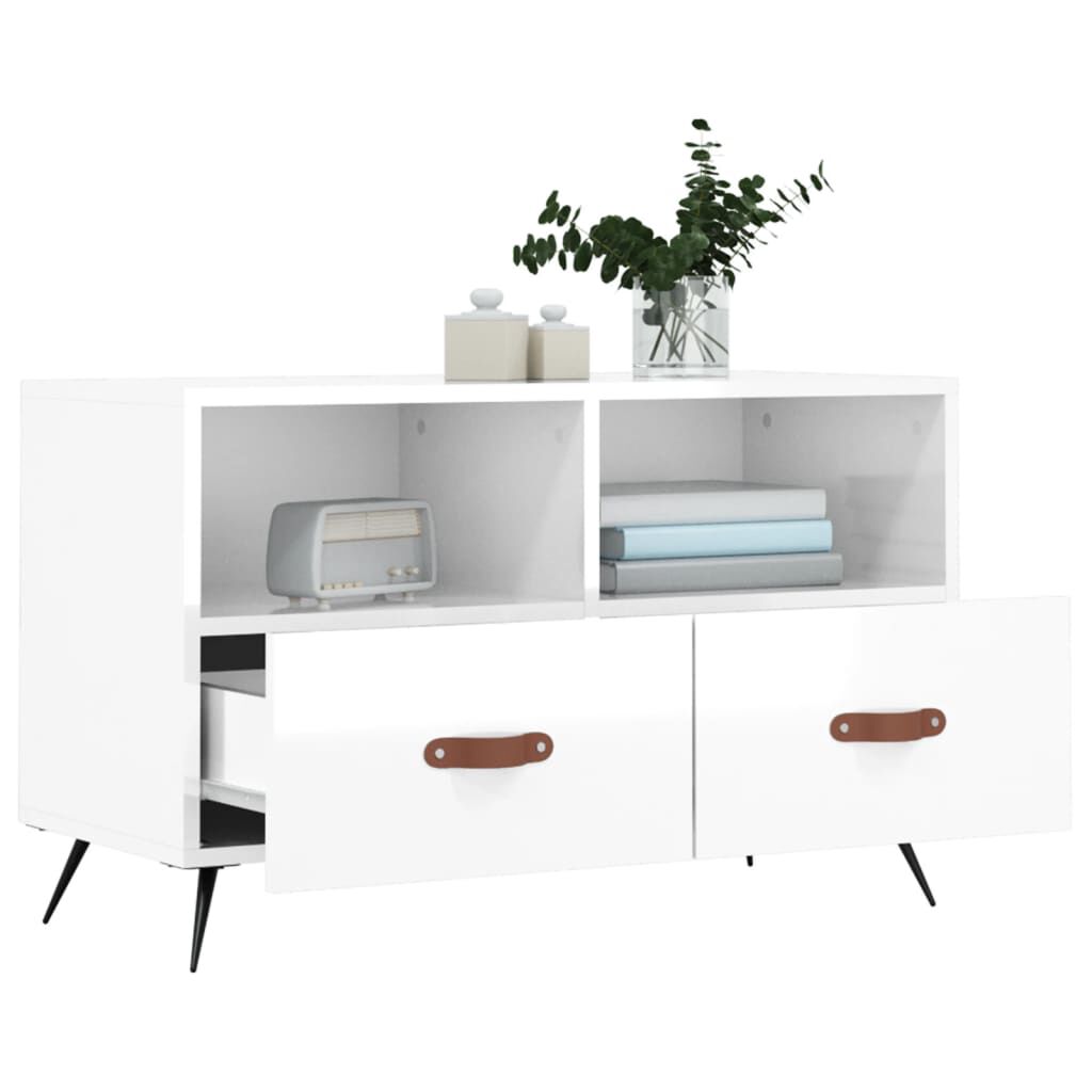 vidaXL Έπιπλο Τηλεόρασης Γυαλ. Λευκό 80x36x50 εκ. Επεξεργασμένο Ξύλο
