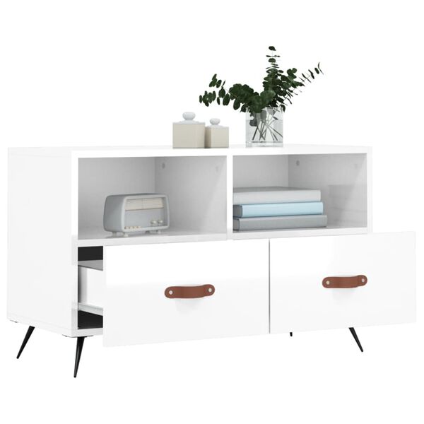vidaXL Έπιπλο Τηλεόρασης Γυαλ. Λευκό 80x36x50 εκ. Επεξεργασμένο Ξύλο