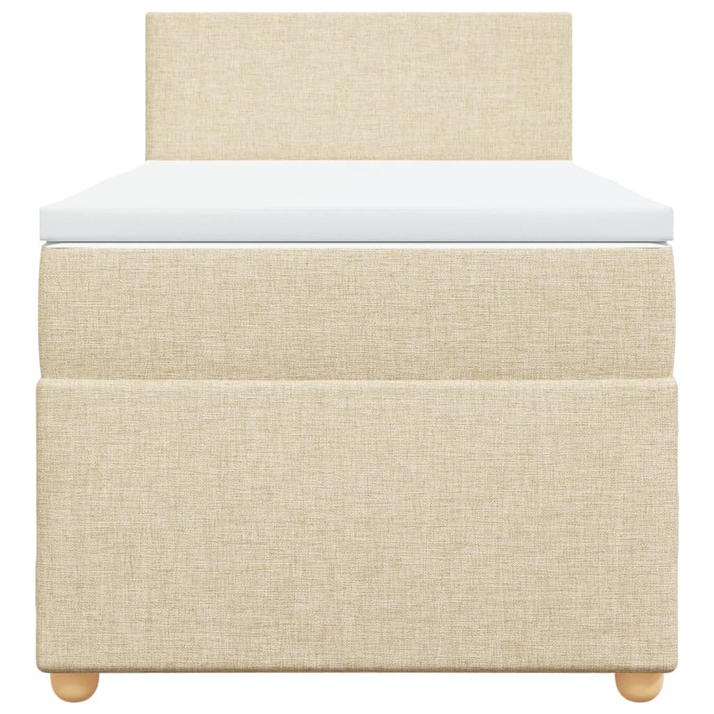 vidaXL Κρεβάτι Boxspring με Στρώμα Κρεμ 100 x 200 εκ. Υφασμάτινο