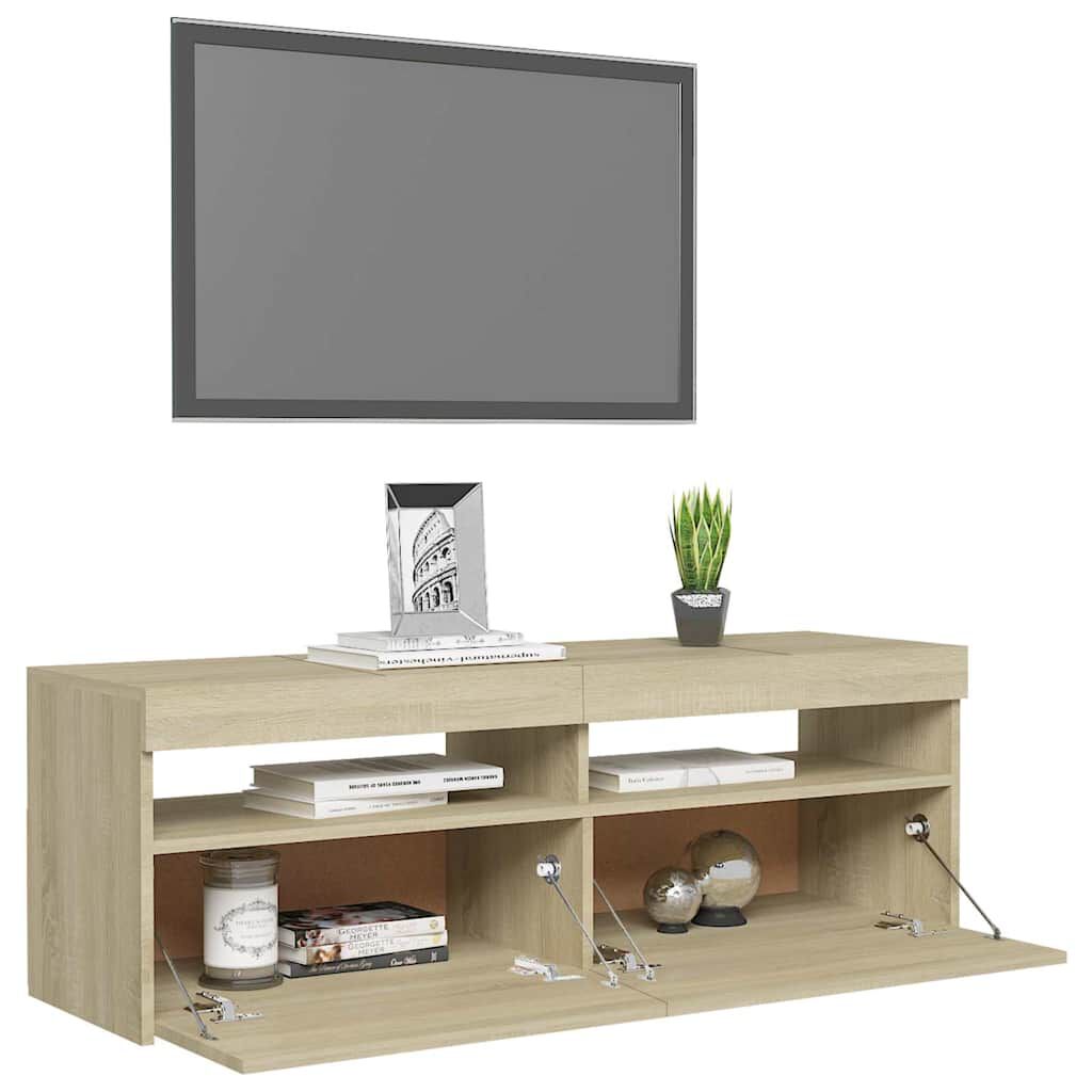 vidaXL Έπιπλο Τηλεόρασης με LED Sonoma Δρυς 120x35x40 εκ.