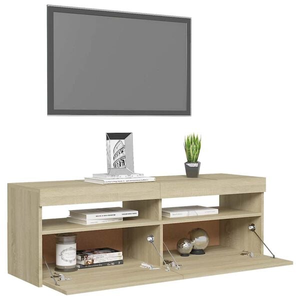 vidaXL Έπιπλο Τηλεόρασης με LED Sonoma Δρυς 120x35x40 εκ.